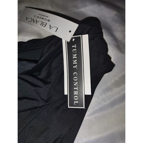 NWT La Blanca Island Goddess Ruched Band Hipster Bottom Size 18W Black Curvy - Picture 5 of 6